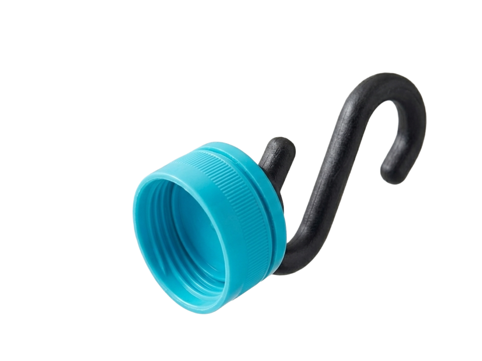 CapTool Peg cap, translucent sky blue with mint green accent, with the angled S-hook visible on the back